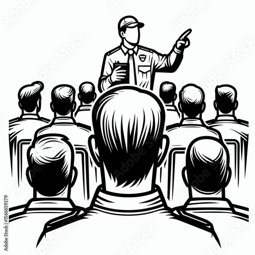 Speaker addressing audience in a lecture or seminar setting  