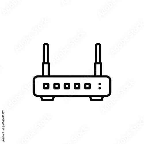 Modern wireless router icon with antennas and indicator lights on white background