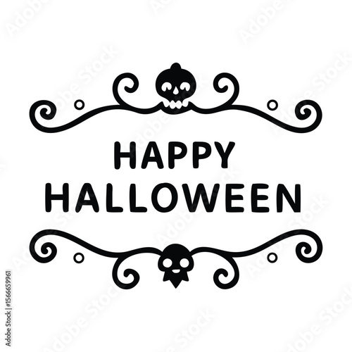 happy Halloween text and banner design and elements design  or ribbon set vector and illustration