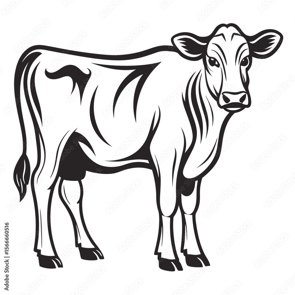Fototapeta premium Detailed illustration of a healthy young calf standing 
