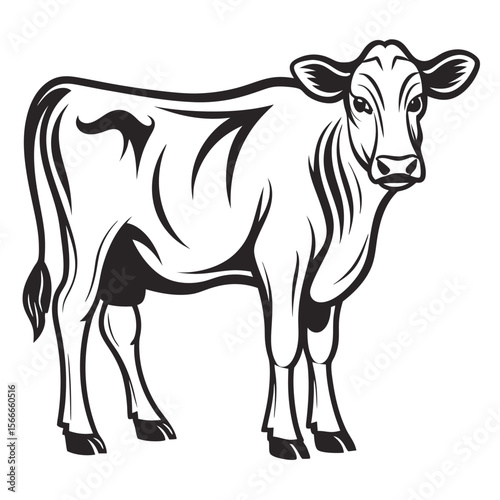 Detailed illustration of a healthy young calf standing	
