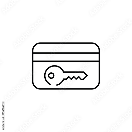 Key Card icon design with white background stock illustration
