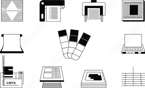 Black and White Printing Process Icons C M Y K Swatches