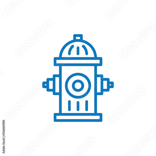 Simple blue line icon of a fire hydrant on a white background