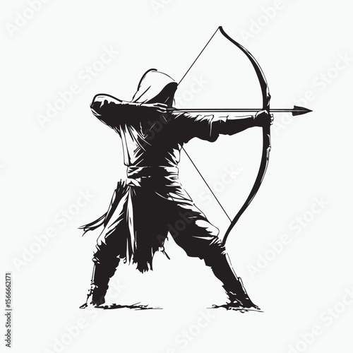 vector illustration of a silhouette of an archer
