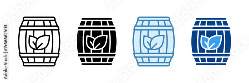 Leaf Barrel Icon Set Multiple Style Collection