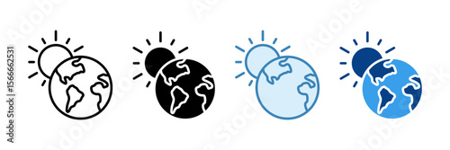 Sun World Icon Set Multiple Style Collection