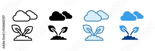 Plant Cloud Icon Set Multiple Style Collection