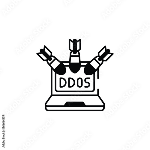 Ddos Attack icon design with white background stock illustration