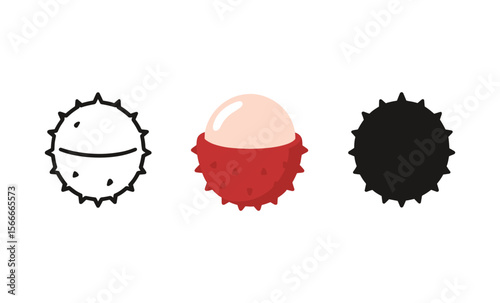 Colorful lychee evolution: black and white sketch to vibrant realism