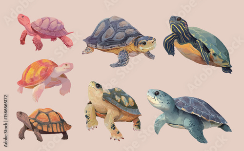 set of sea turtle