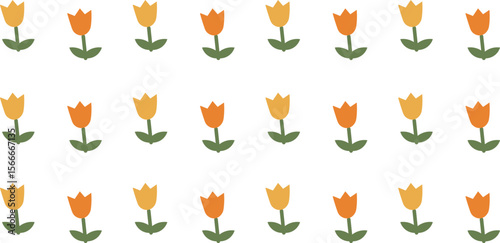 Tulips in Rows Illustration