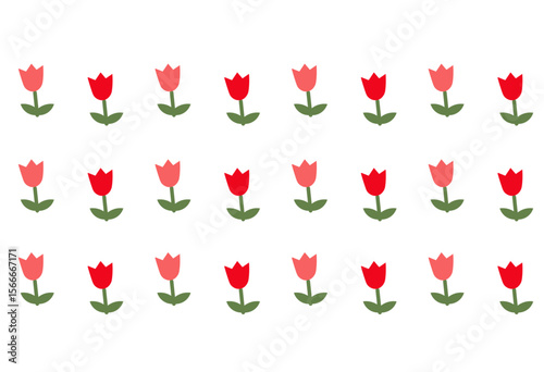 Tulips in Rows Illustration