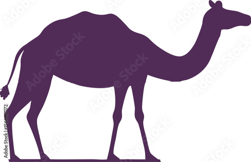 Silhouette Illustration of a Standing Camel in a White Background