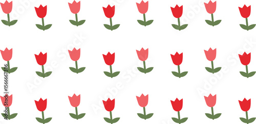 Tulips in Rows Illustration