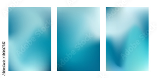 Set of liquid aquamarine colored gradient posters