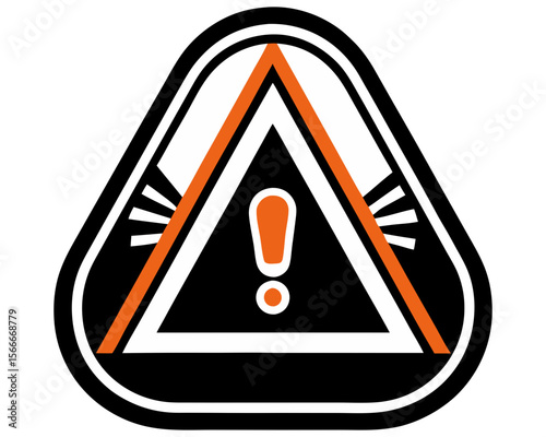 Modern warning sign with exclamation mark silhouette