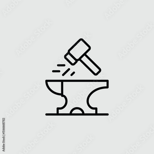 Blacksmith hammer striking anvil with sparks flying icon