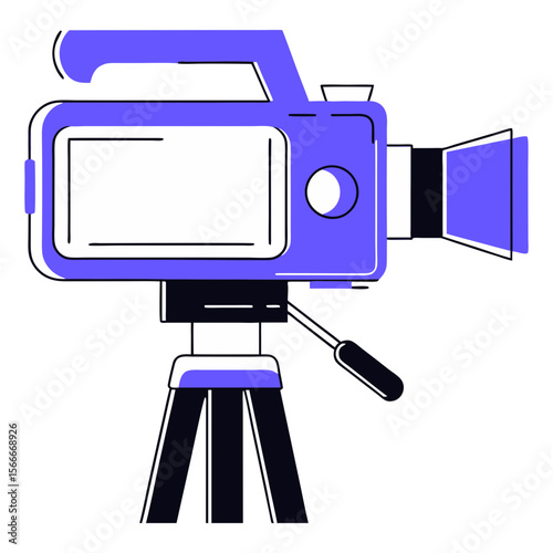 Vintage video camera on tripod silhouette