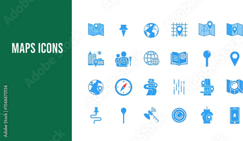 Find the best map icons for your project with this vector icon set