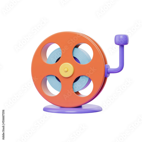 A vibrant film reel graphic, ready for use in animation projects, media design elements, or a stylized vintage cinema branding concept.