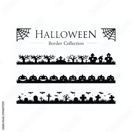 Halloween frame border and divider with cemetery