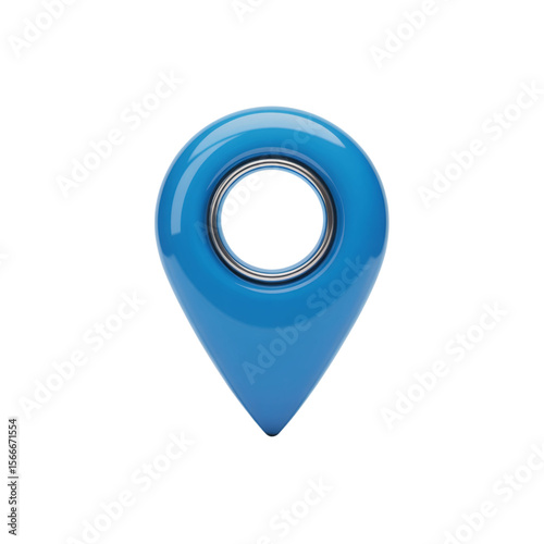 Navigation pinpoint in a vibrant blue provides a clear sign for maps, travel, and precise location, perfect for web design or graphical interfaces.