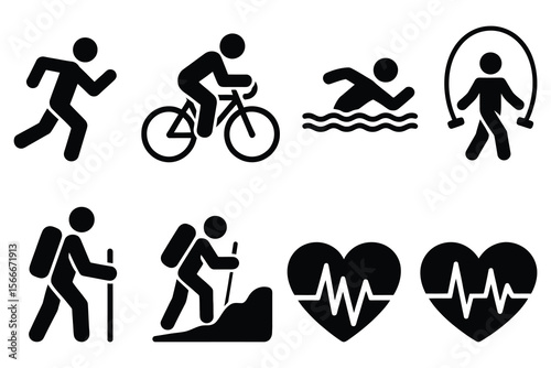 Running cycling swimming jumping hiking climbing heart health