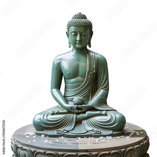 Serene Buddha statue illustration, perfect for spiritual design projects or meditation guides, emphasizing peace and enlightenment themes.