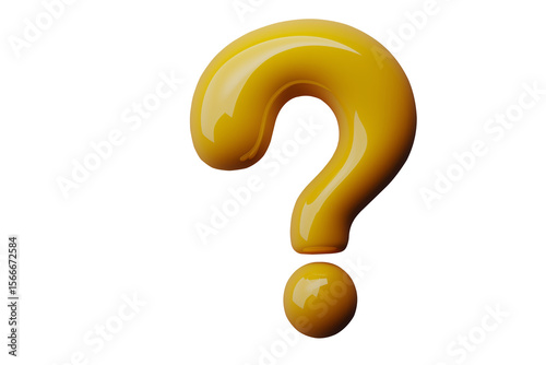 Glossy Yellow Question Mark Sign Isolated on a transparent background.