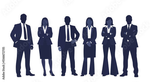Business team silhouette vector illustration professional corporate group