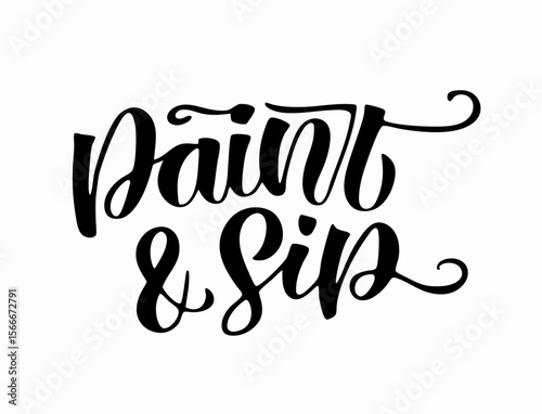 Paint & Sip Party Invitation Design: Handwritten Calligraphy