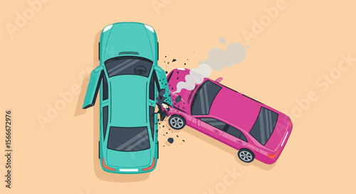 Car accident illustration insurance claim vehicle collision damage repair