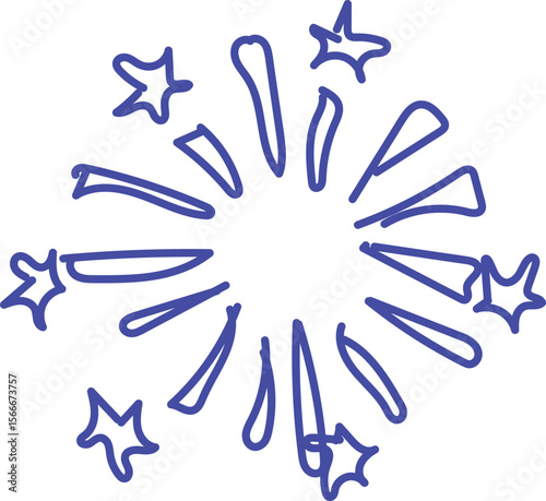 Blue fireworks spark icon doodle style vector illustration for celebration and festive designs ,celebration posters, festive greeting cards, independence day designs, and party decorations