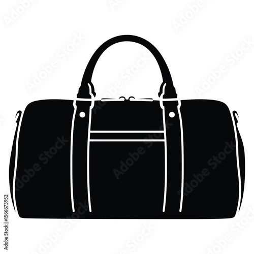Stylish Black Duffel Bag Icon - Travel, Gym & Sports Luggage Silhouette