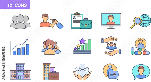 Hr management icons set vector illustration for human resources concept