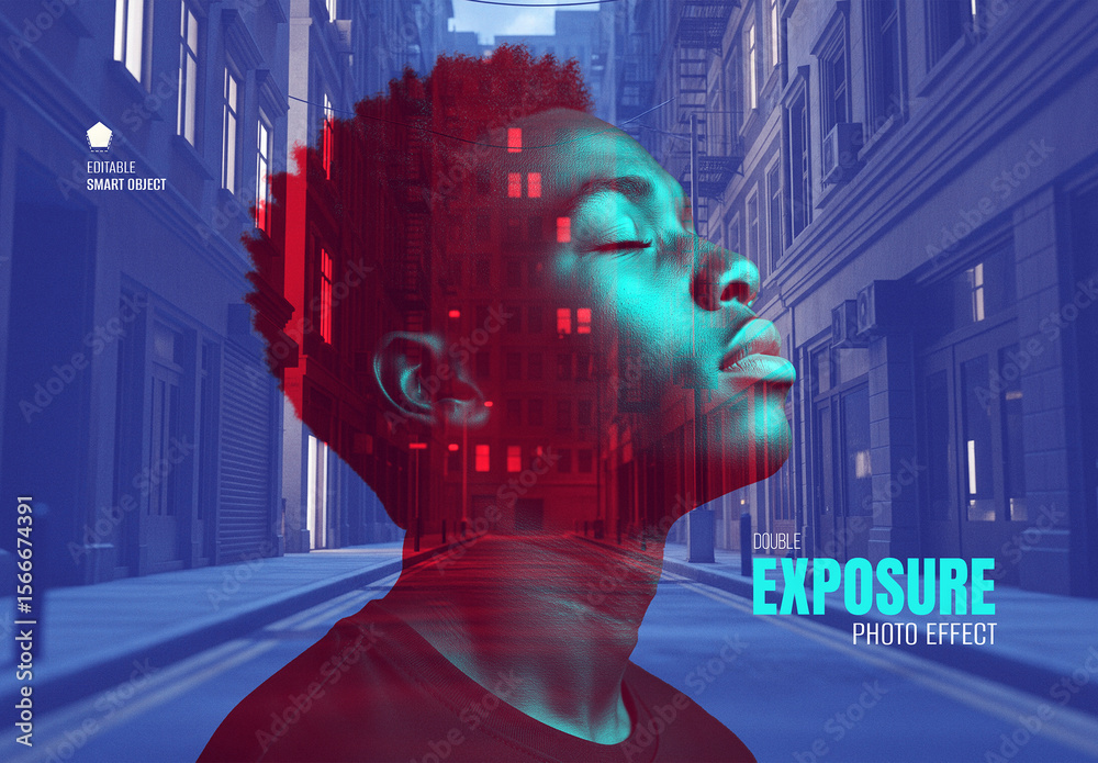 Double Exposure Photo Effect Mockup Stock Template | Adobe Stock