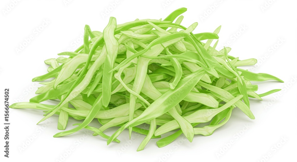 Fresh pile of green beans cut into strips for cooking preparation Fresh pile of green beans cut into strips for cooking preparation