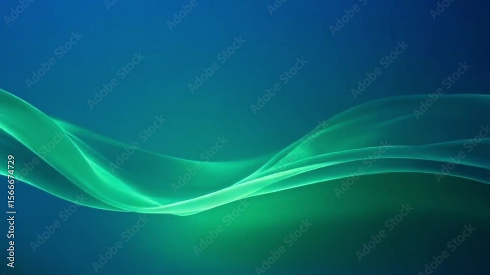 Abstract Neon Wave: Green Fluid Light Forms, Seamless Loop, 4K Resolution