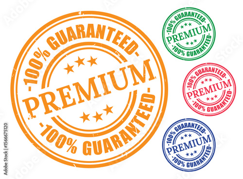 Premium Quality Guaranteed Seals Colorful stamp Vector Graphics for Branding