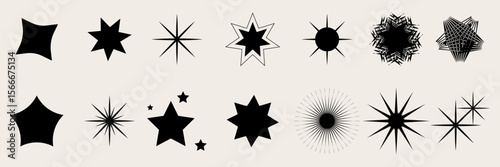 Set of blinking stars, sparks and sparkles. Shining twinkle sunburst shapes collection. Magic light flare pack for design template, poster, banner, brochure, leaflet. Vector glint glitter illustration