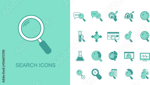 Search engine optimization seo icons magnifying glass vector illustration