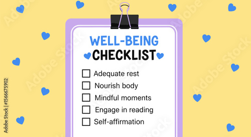 Well being checklist for mental health and wellness self care routine guide