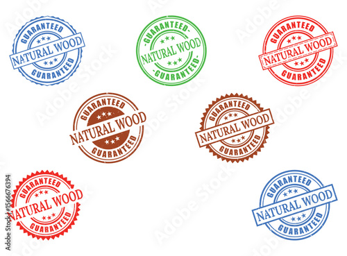 Collection of Natural Wood Guarantee Premium Rustic Texture Stamps Seals