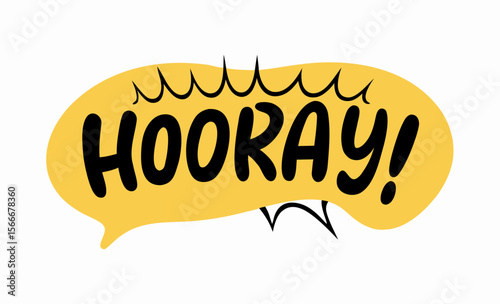 Yellow Speech Bubble with Hooray! Text - Celebration Graphic