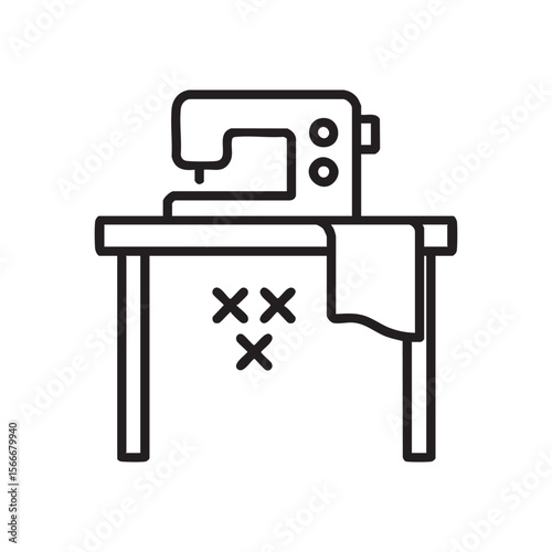 Sewing Table Craft Workspace Fabric Outline Icon