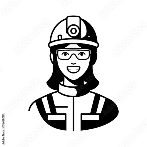 Female engineer smiling while wearing safety helmet and glasses  
