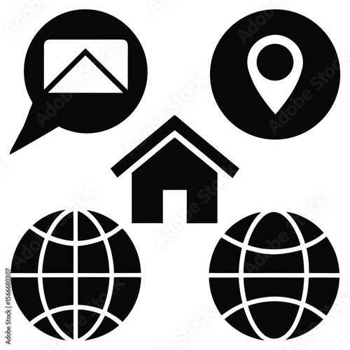 Globe web icon set featuring earth symbol for internet and global network illustration