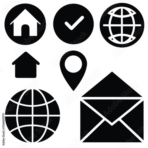 Set of Web Icons Representing Global Connectivity and Technology