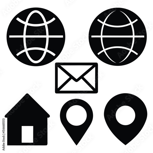 A collection of vector symbols for communication, featuring envelope, letter, and message designs for websites